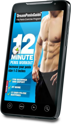 smart phone showing 12 minute penis workout picture